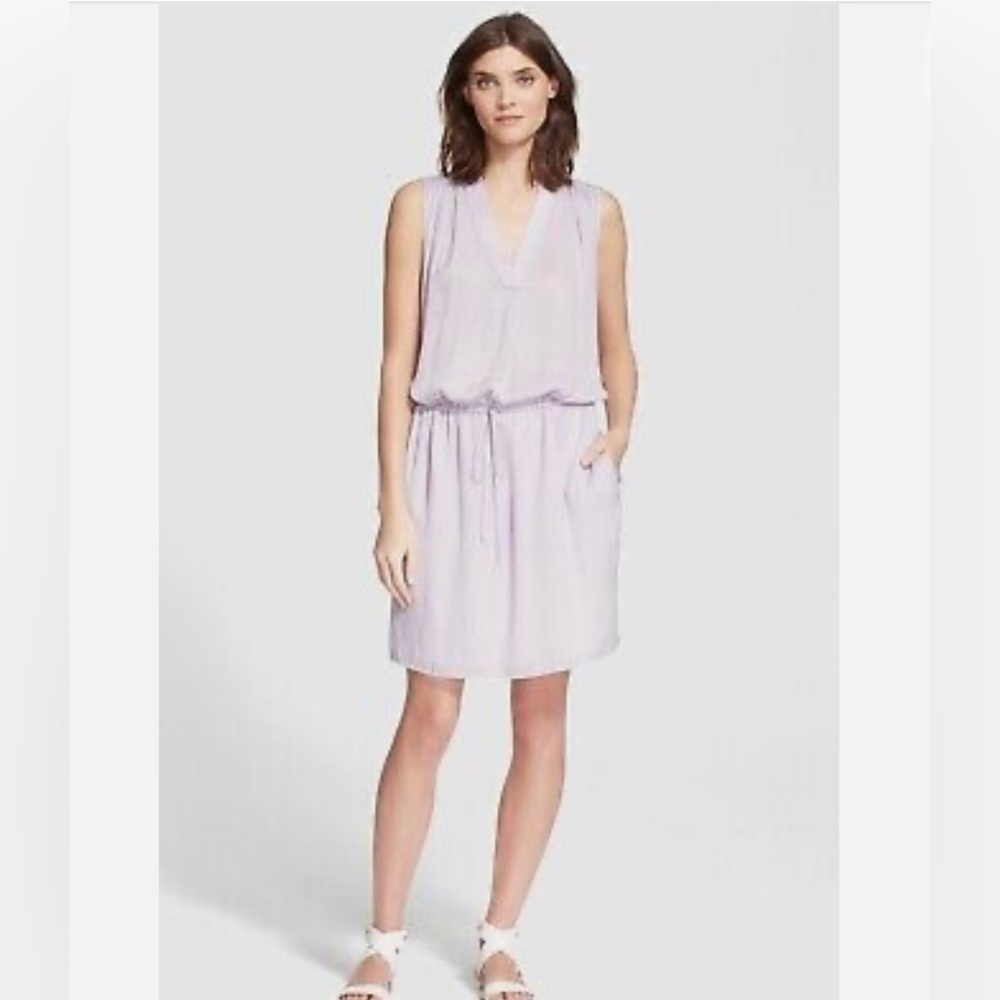 ❤️Vince NWT Lavender V-Neck Drawstring Sleeveless Dress.  Size M.
